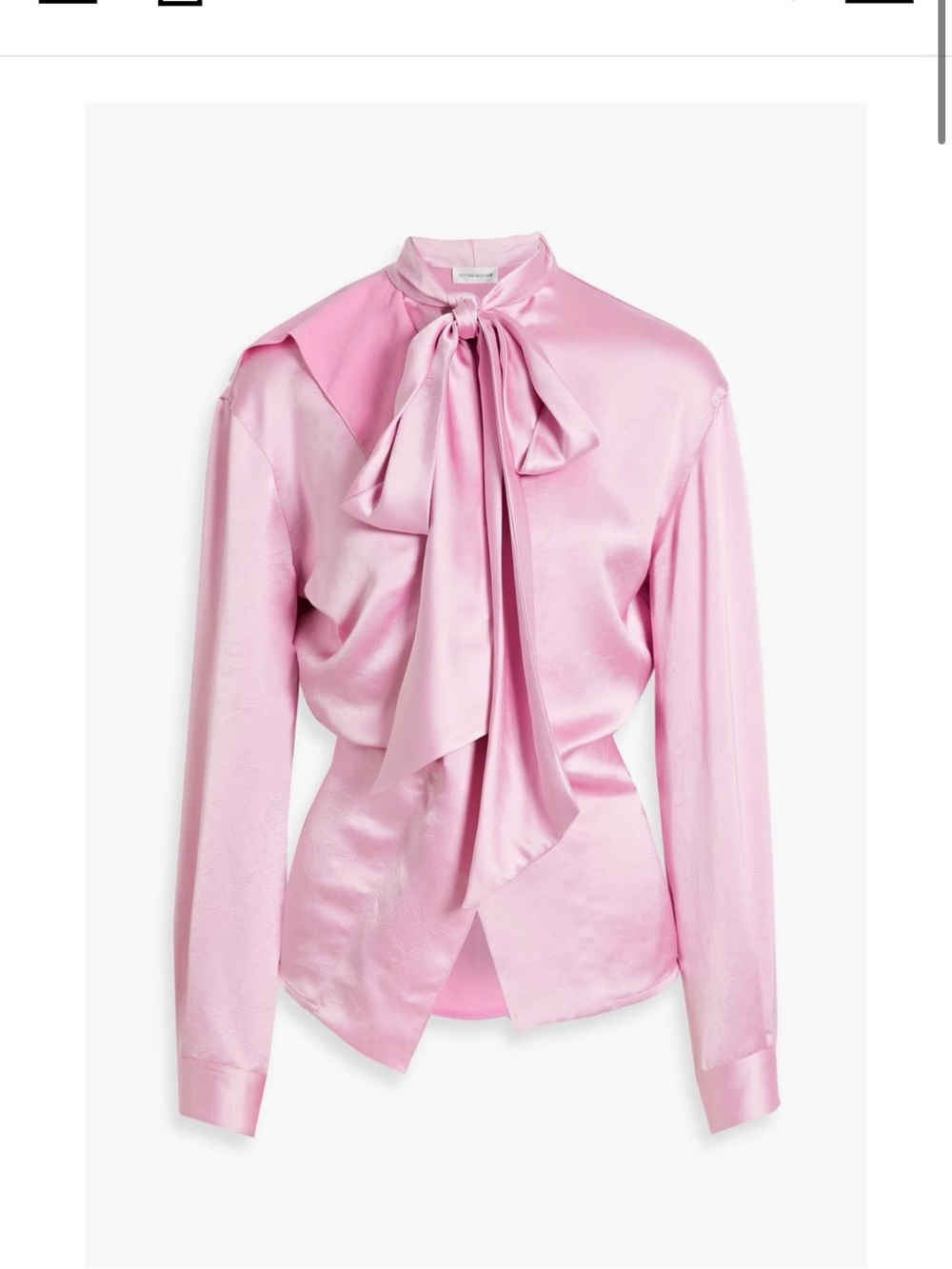 Victoria Beckham Scarf/Bow Pink Crinkled Satin Tie-Neck Blouse NEW US6/UK10